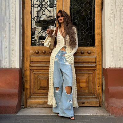 Laura | Cardigan lungo con maniche svasate