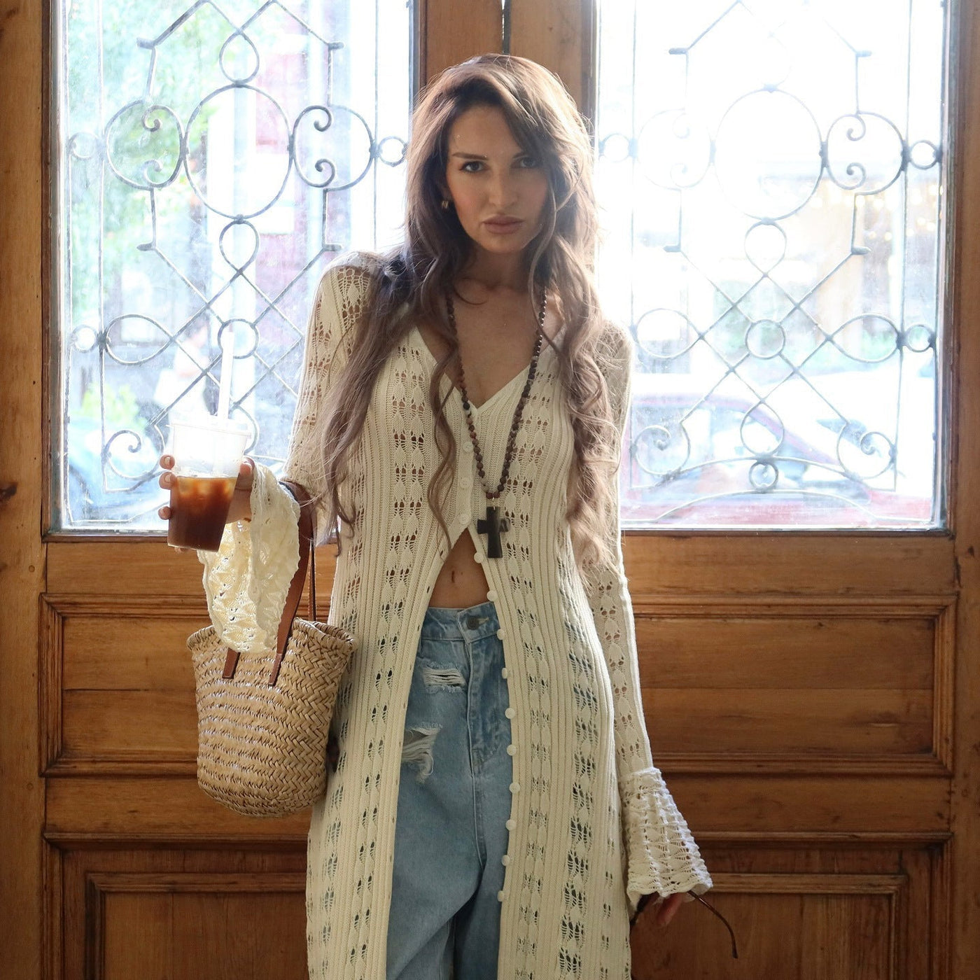 Laura | Cardigan lungo con maniche svasate