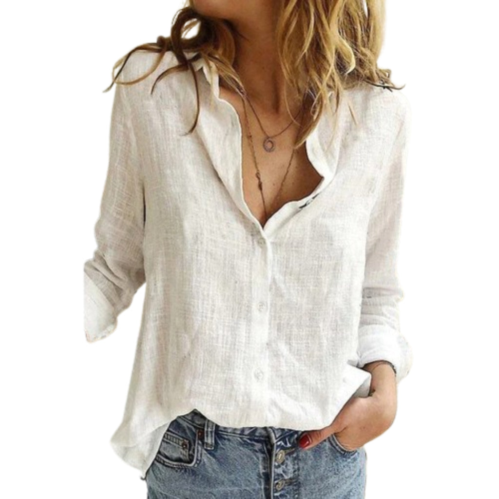Laura | Elegante bestickte Bluse mit V-Ausschnitt
