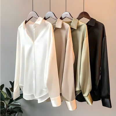 Laura | Elegante langärmlige Seidenbluse