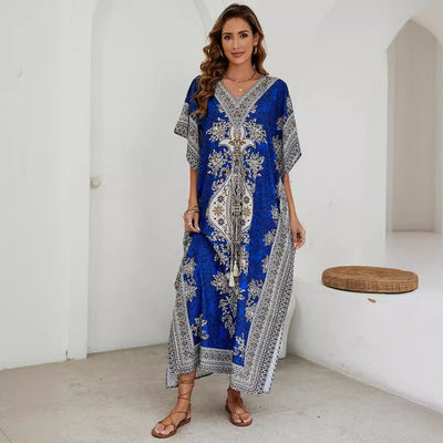 Laura | Elegante e comodo abito lungo estivo con scollo a V