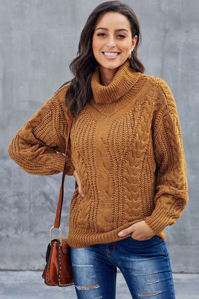 Laura | Maglione a collo alto in maglia grossa a trecce