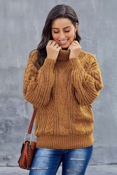 Laura | Maglione a collo alto in maglia grossa a trecce