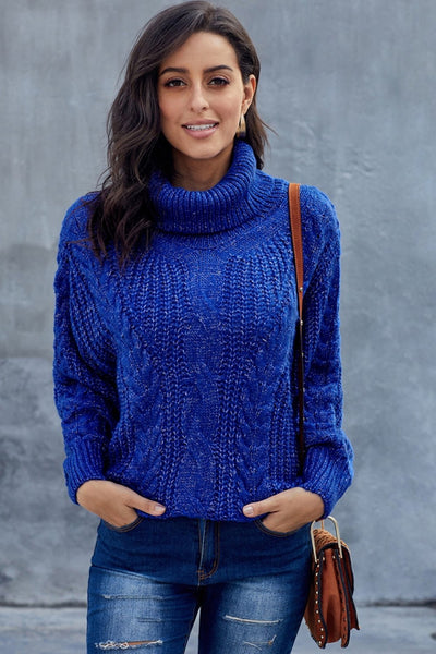 Laura | Maglione a collo alto in maglia grossa a trecce