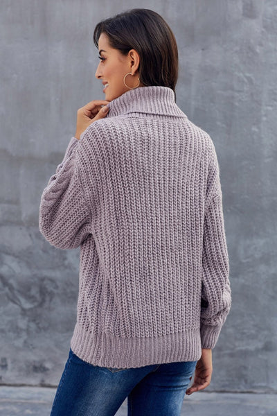 Laura | Maglione a collo alto in maglia grossa a trecce