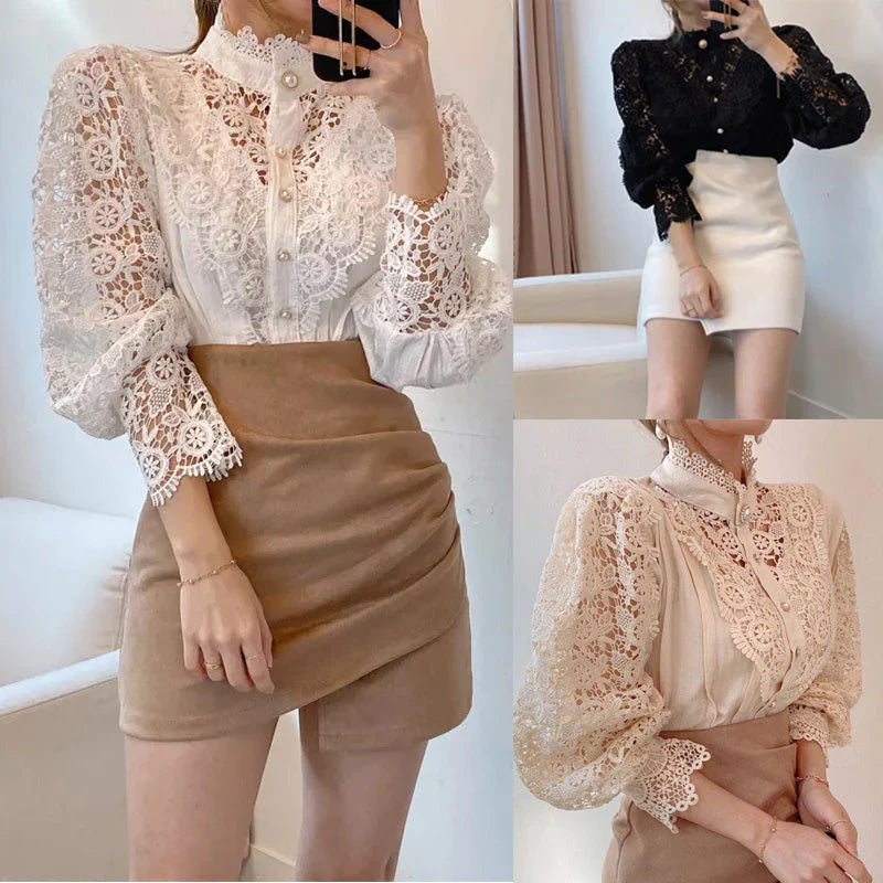 Lea | Blouse with hollow flowers