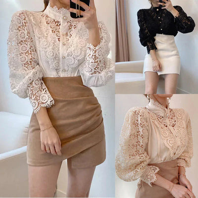 Lea | Blouse with hollow flowers