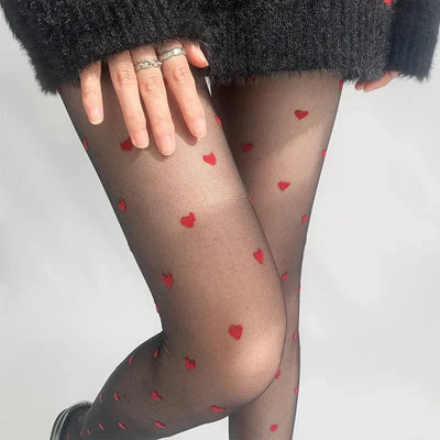 Leah | Collant alla moda con motivo a cuori e pois