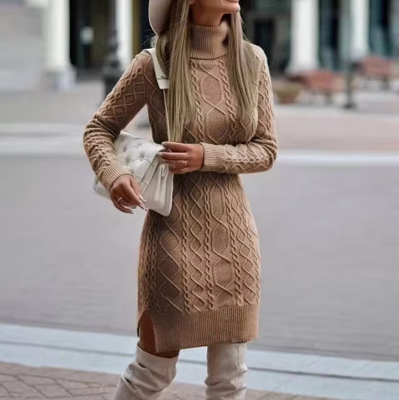 Lisa | Elegante abito midi in maglia a maniche lunghe