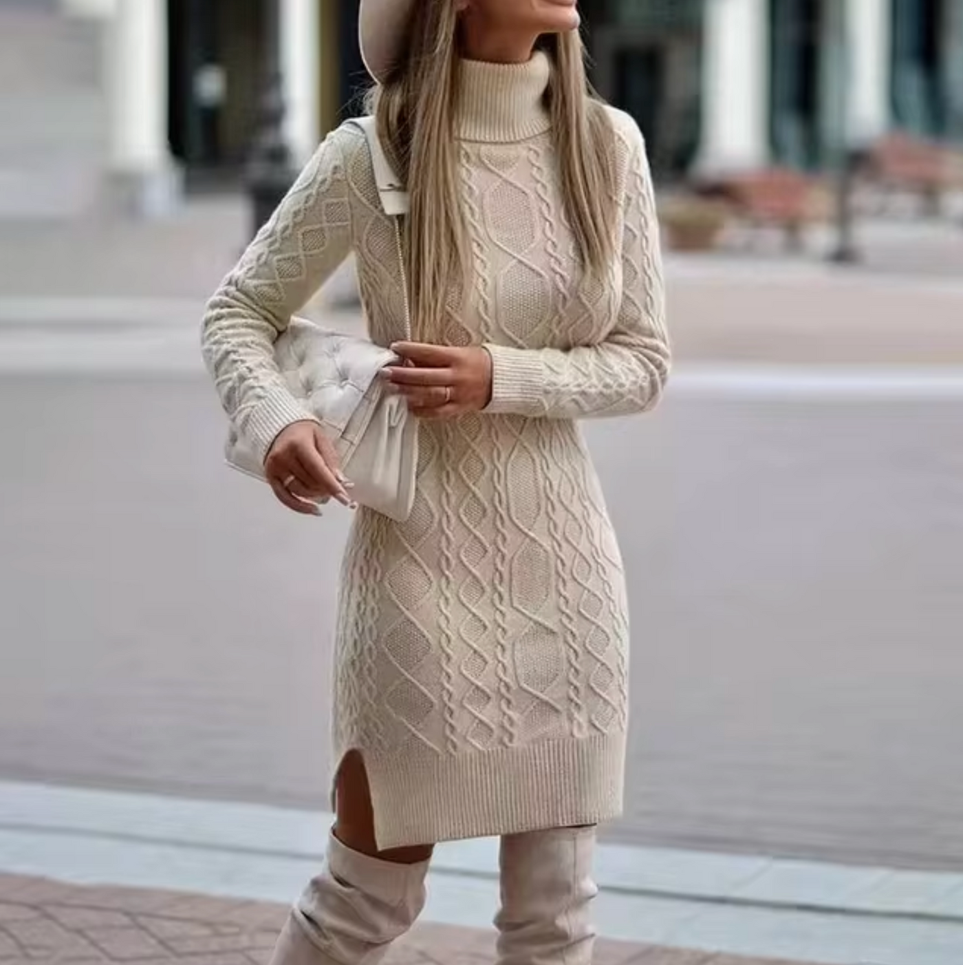 Lisa | Elegante abito midi in maglia a maniche lunghe