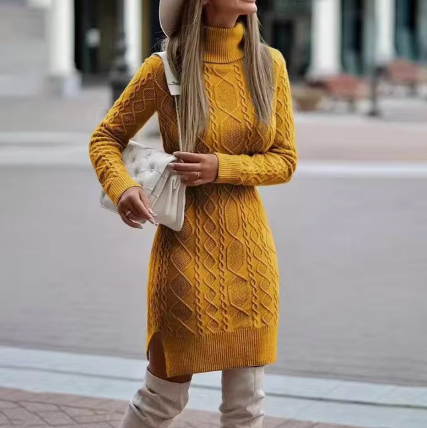 Lisa | Elegante abito midi in maglia a maniche lunghe