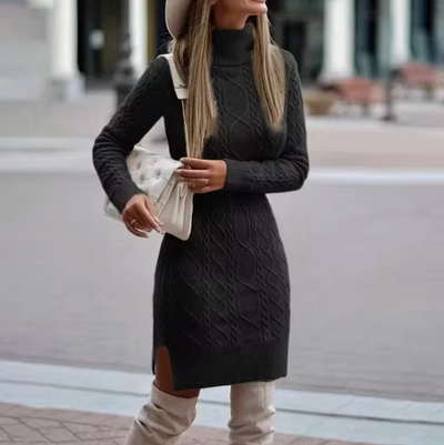 Lisa | Elegante abito midi in maglia a maniche lunghe