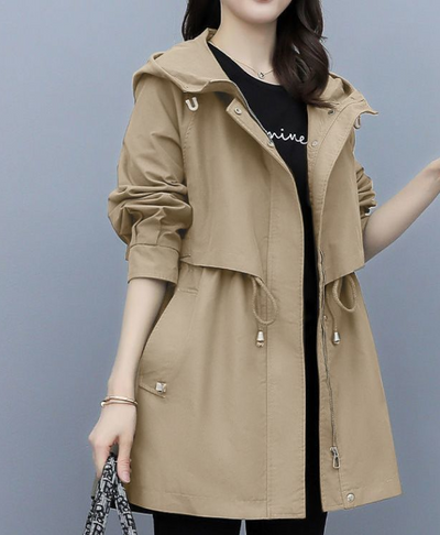 Lisa | Trench lungo impermeabile con cappuccio
