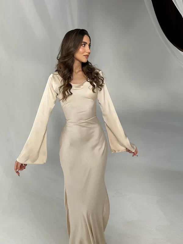 Variant image for Luna | Abito Lungo Elegante in Satin con Maniche a Campana-5