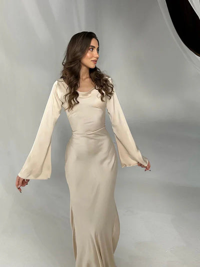 Variant image for Luna | Abito Lungo Elegante in Satin con Maniche a Campana-5