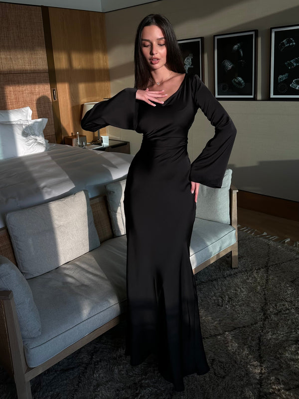 Variant image for Luna | Abito Lungo Elegante in Satin con Maniche a Campana-22
