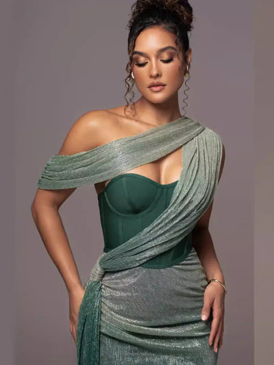 Luna | Abito Lungo Elegante con Dettagli di Patchwork-2