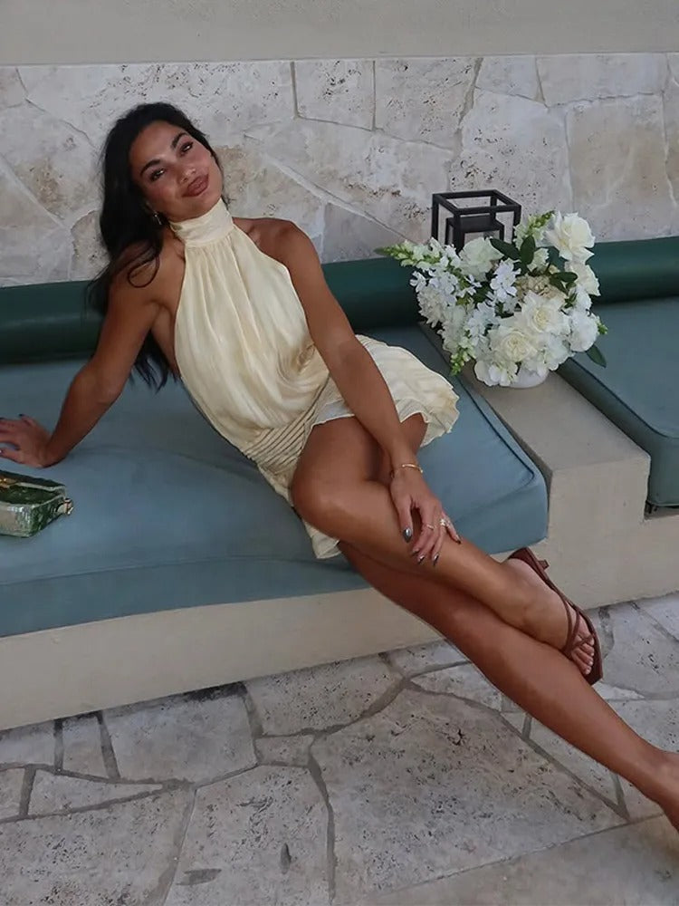 Luna | Mini Abito Raso a Pieghe Elegante da Cerimonia per Donna-6
