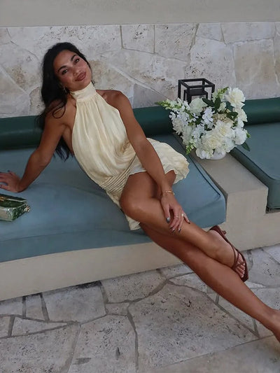 Luna | Mini Abito Raso a Pieghe Elegante da Cerimonia per Donna-6