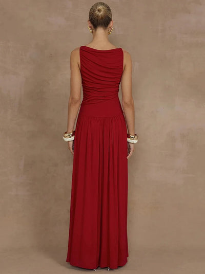 Luna | Abito Maxi Elegante con Corpetto Arricciato-5