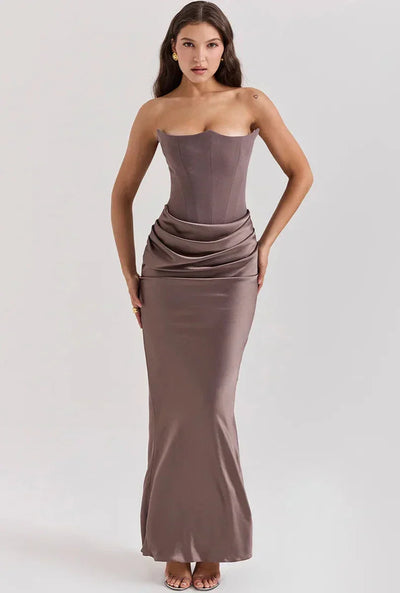 Variant image for Luna | Maxi Abito Cerimonia Donna in Raso Elegante-11
