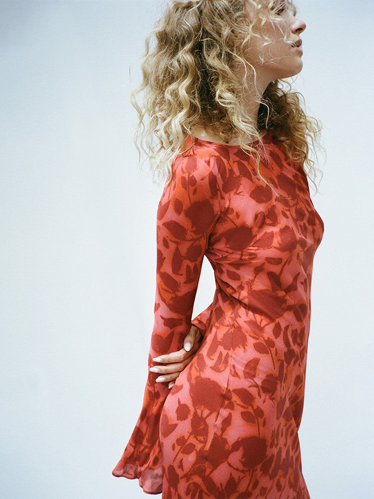 Luna | Abito Maxi Elegante in Tessuto Lussuoso con Maniche Lunghe-3