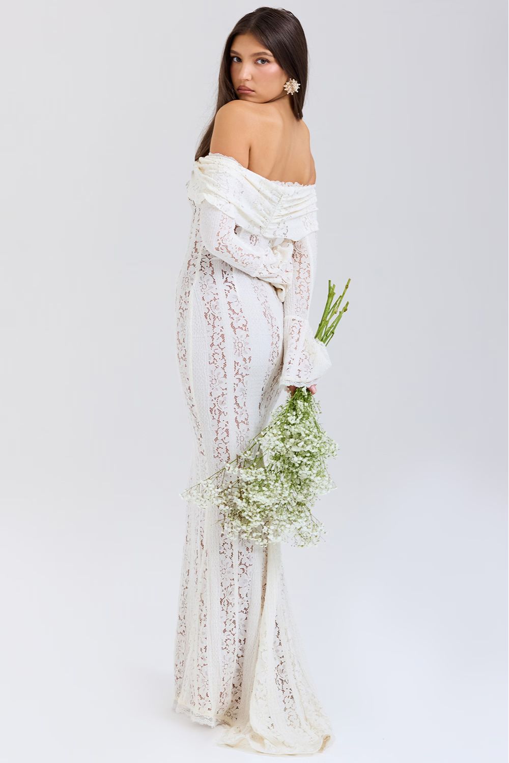 Variant image for Luna | Abito Maxi in Pizzo Floreale Off-the-Shoulder Elegante-1