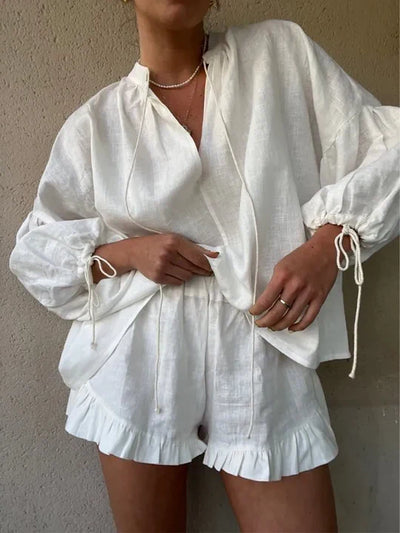 Variant image for Luna | Set Tuta Donna Ruffle Relaxed Fit con Pantaloncini e Maniche Regolabili-1