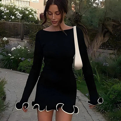 Luna | Abito Elegante Donna Mini Scollatura a Barca per Cerimonie e Occasioni Speciali-2