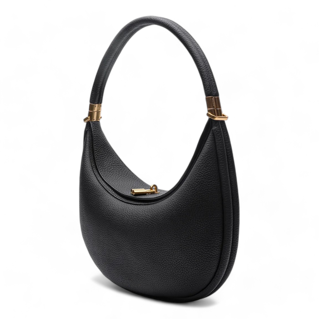 Variant image for Luna | Borsa a Mezzaluna Elegante in Vera Pelle Nera-1