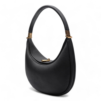 Variant image for Luna | Borsa a Mezzaluna Elegante in Vera Pelle Nera-1