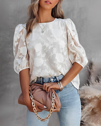 Manuela | Elegante Chiffonbluse mit Puffärmeln