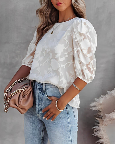 Manuela | Elegante Chiffonbluse mit Puffärmeln