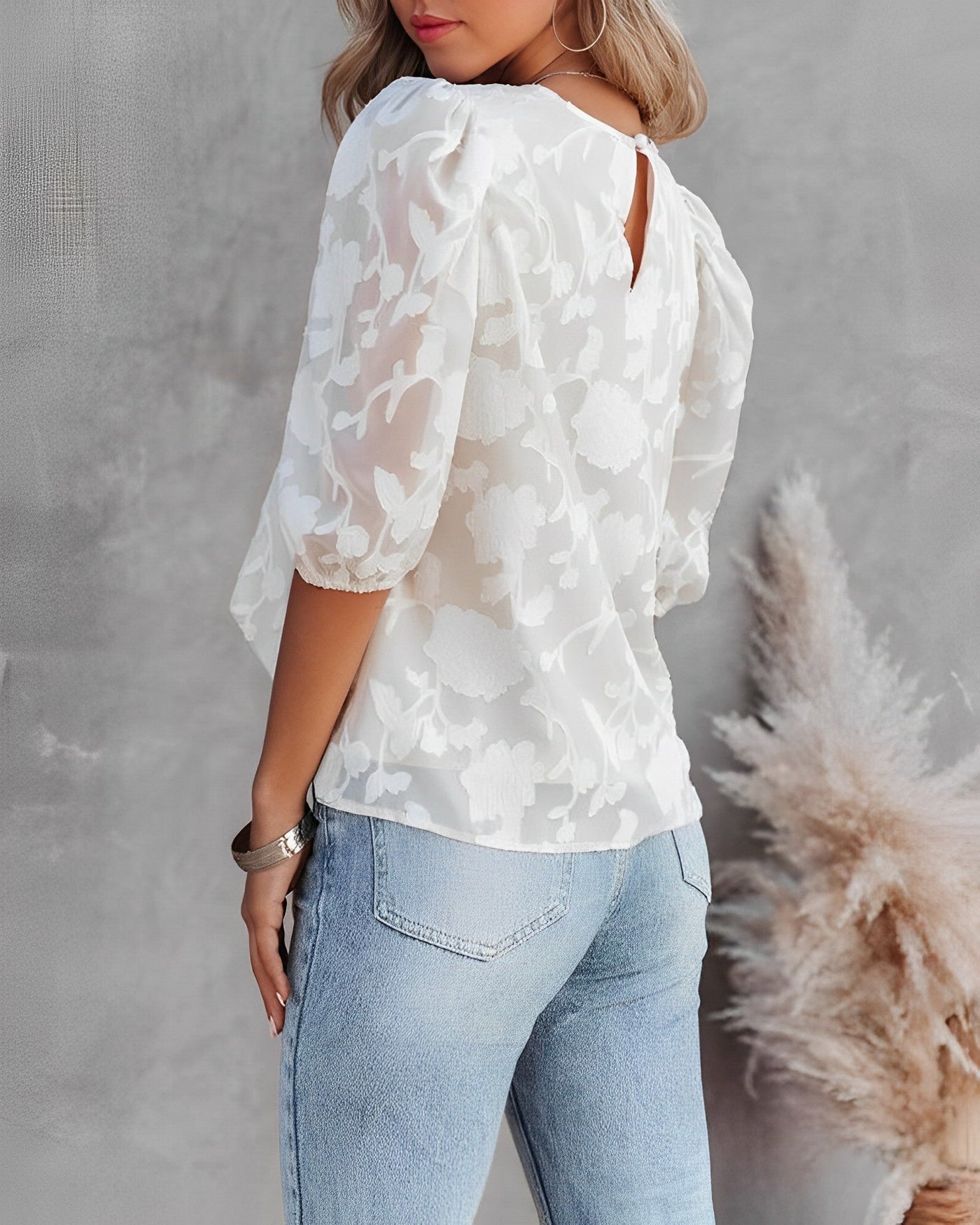 Manuela | Elegante Chiffonbluse mit Puffärmeln
