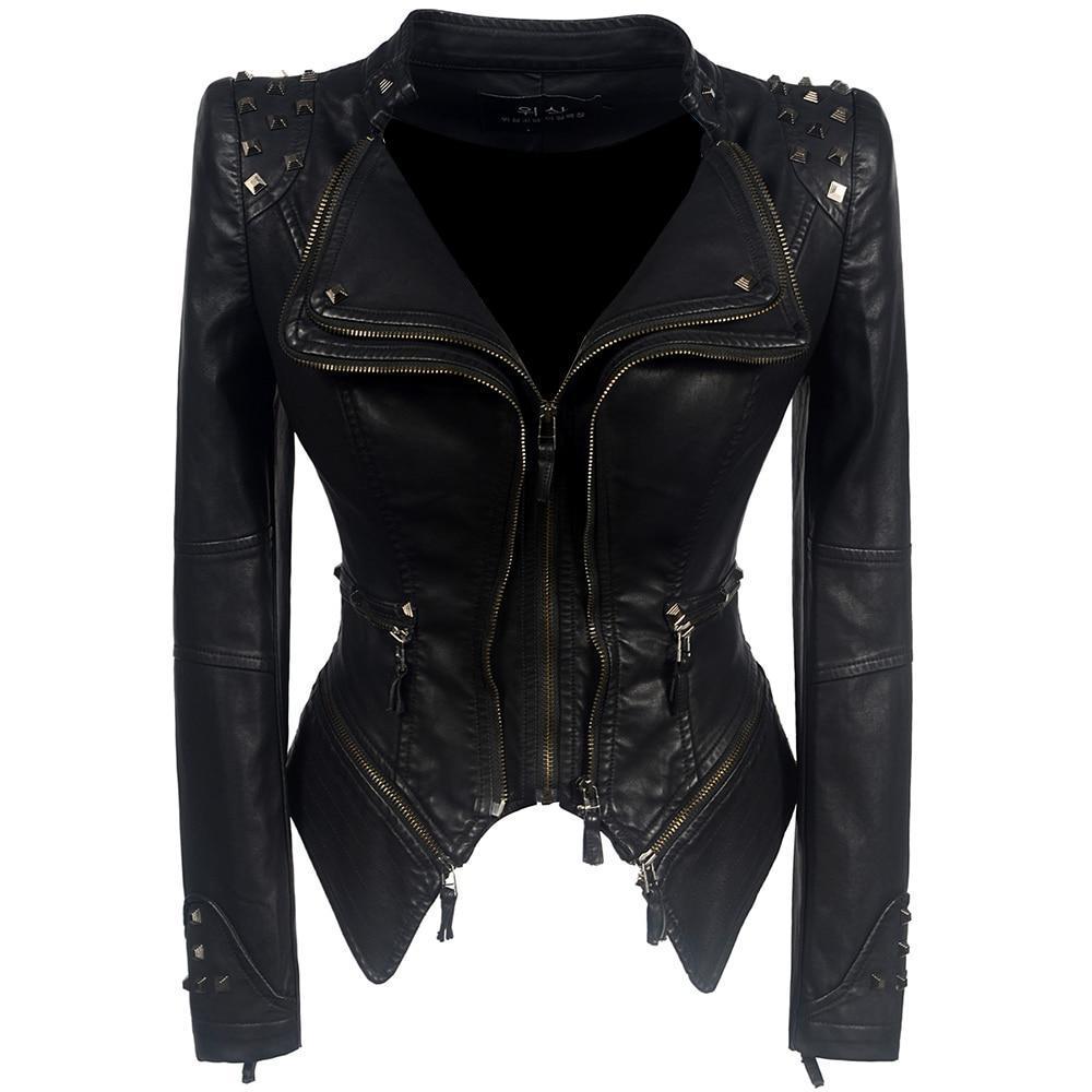 Manuela | Giacca biker slim in similpelle