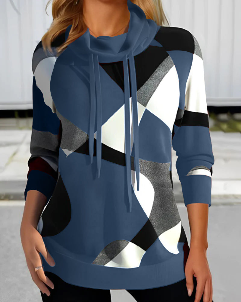 Maria | Felpa con cappuccio geometrica a maniche lunghe