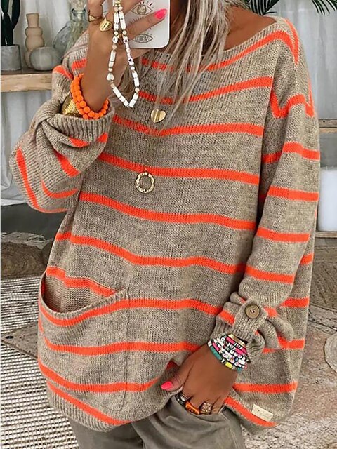 Maria | Maglione casual a righe in maglia grossa