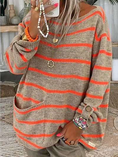 Maria | Maglione casual a righe in maglia grossa