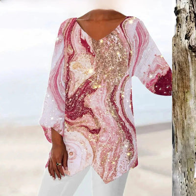 Maria | Top vintage con scollo a V e maniche lunghe