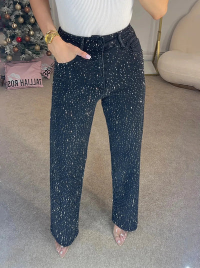 Maya | Jeans vita alta con brillantini
