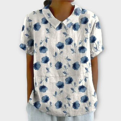 Michelle | Summer short-sleeve blouse with floral pattern Elegance