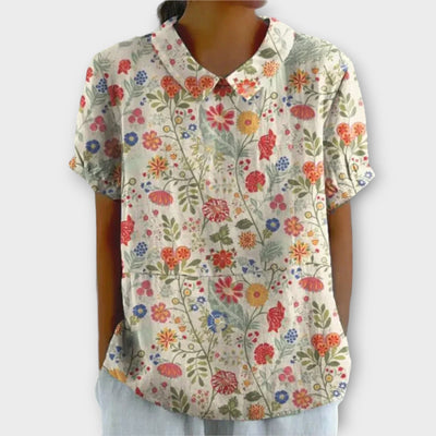 Michelle | Summer short-sleeve blouse with floral pattern Elegance