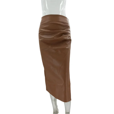 Maxi Gonna in Pelle con Gamba Aperta | Gonne Maxi Eleganti 5