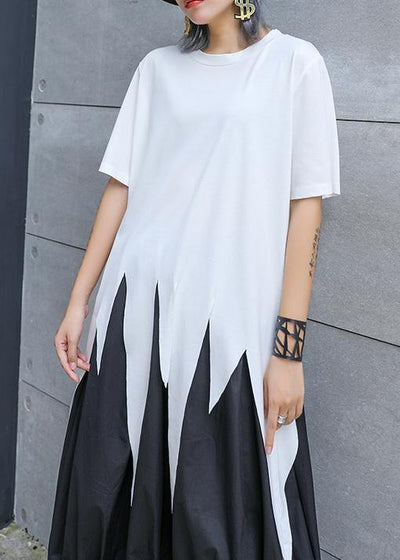 Modern white Shirts o neck asymmetric summer tops