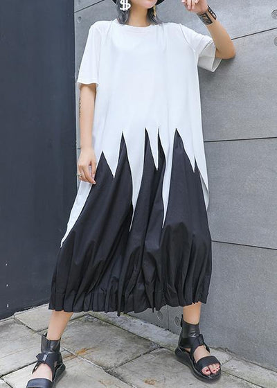 Modern white Shirts o neck asymmetric summer tops