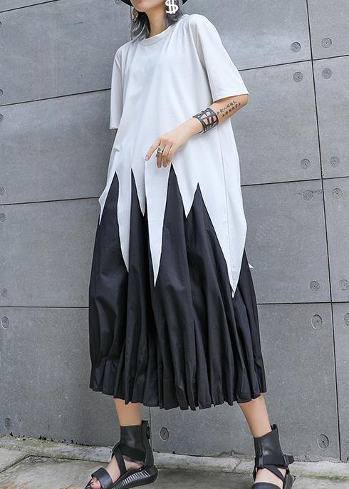 Modern white Shirts o neck asymmetric summer tops