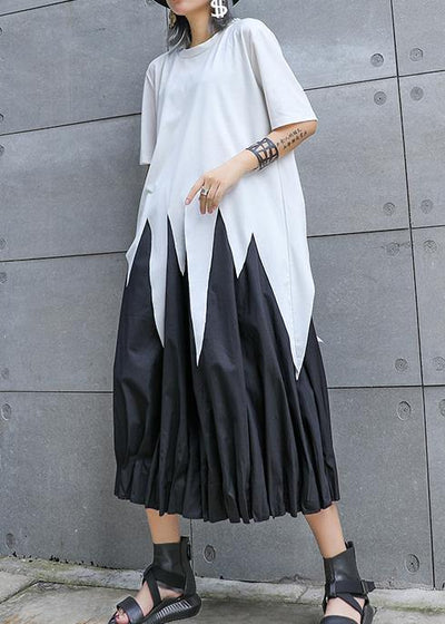 Modern white Shirts o neck asymmetric summer tops