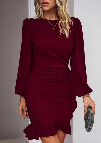 Nadine | Eng anliegendes formelles Kleid mit Volants