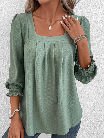 Nicole | Blouse décontractée en coton avec col en V