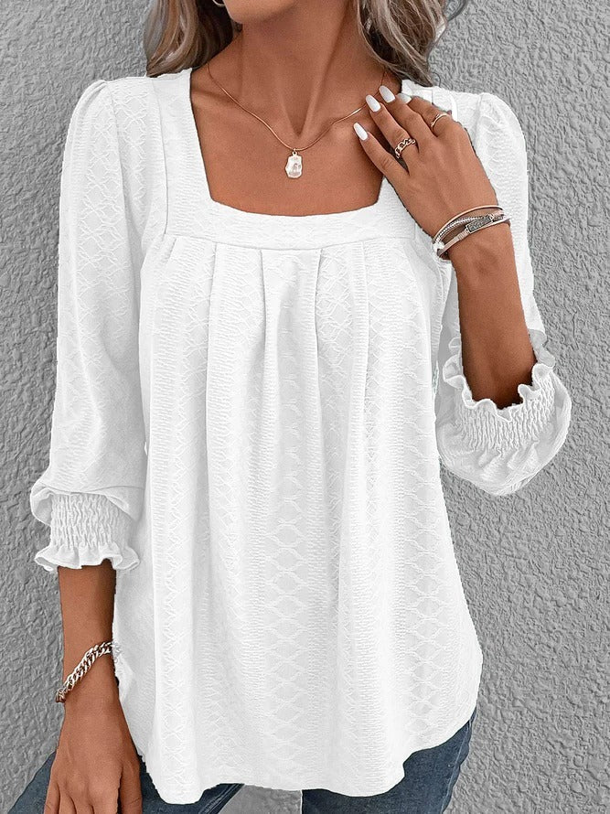Nicole | Blouse décontractée en coton avec col en V